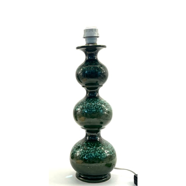 Mid-Century Modern Large Space Age Table Lamp with Monumental 48cm Ceramic Base in Emerald Green from Kaiser Leuchten For Sale - Image 3 of 14