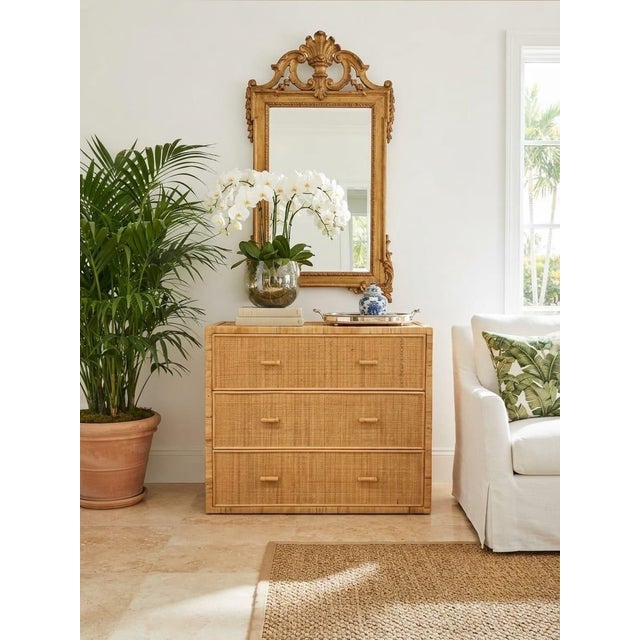 Vintage Palm Beach Style Woven Wicker & Pencil Reed 3-Drawer Chest For Sale - Image 11 of 12