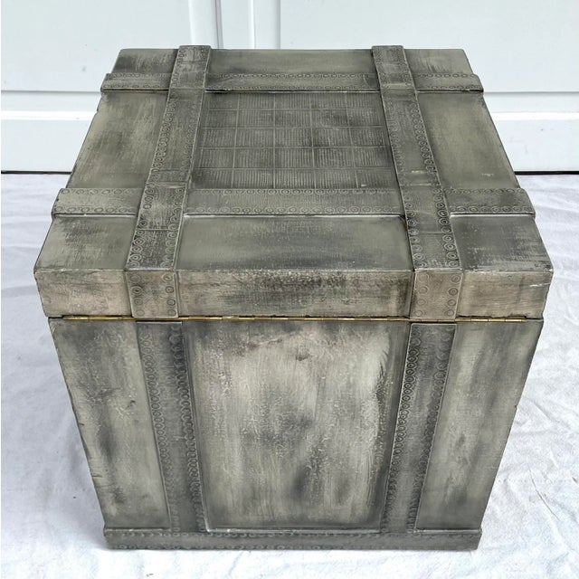Silver 1970's Silver Cube Trunk Side Table Made by Alfonso Retana For Sale - Image 8 of 13