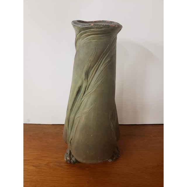 This is a Late 19th/Early 20th Century French Art Nouveau Kelp Fronds Motif Terracotta Vase/August Moreau. It measures 15...