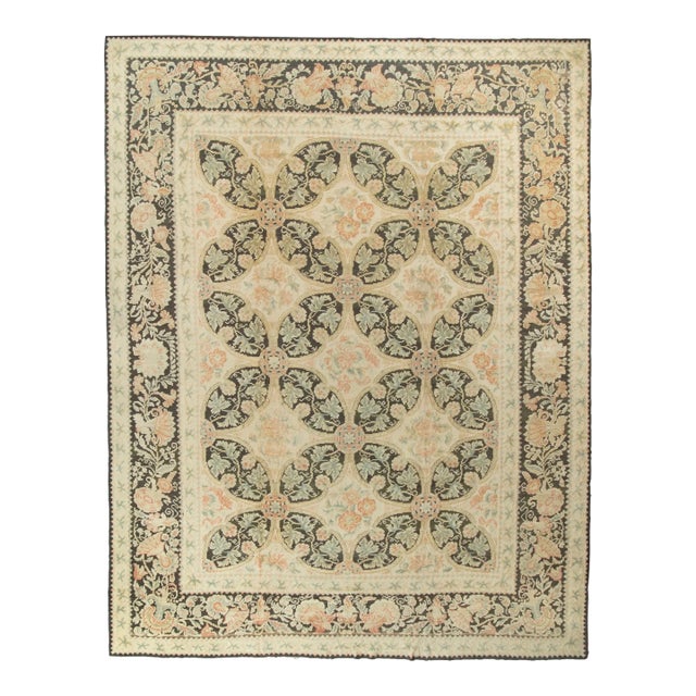 Rug & Kilim’s Oversized European Style Rug in Cream With Floral Medallions For Sale
