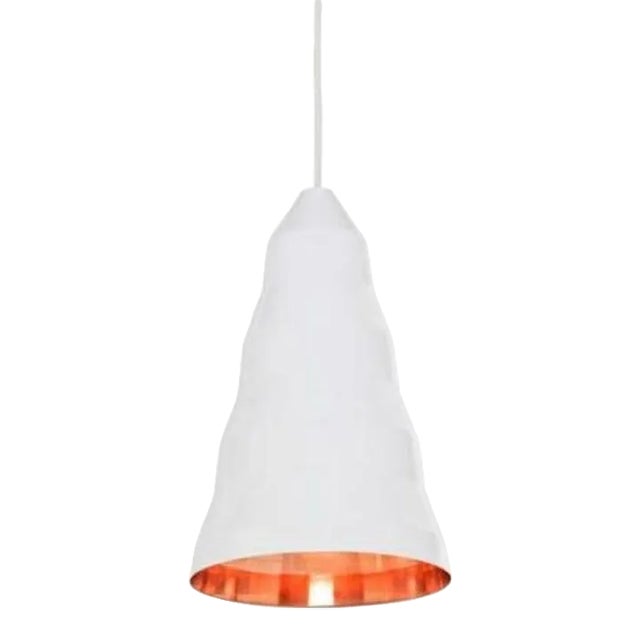 Tom Dixon Step Beat Tall White Pendant Light Fixture, Copper, Contemporary Uk For Sale