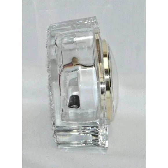 Vintage Cristal d'Arques France 24% Lead Crystal Desk Clock Photo Frame Set For Sale - Image 4 of 11