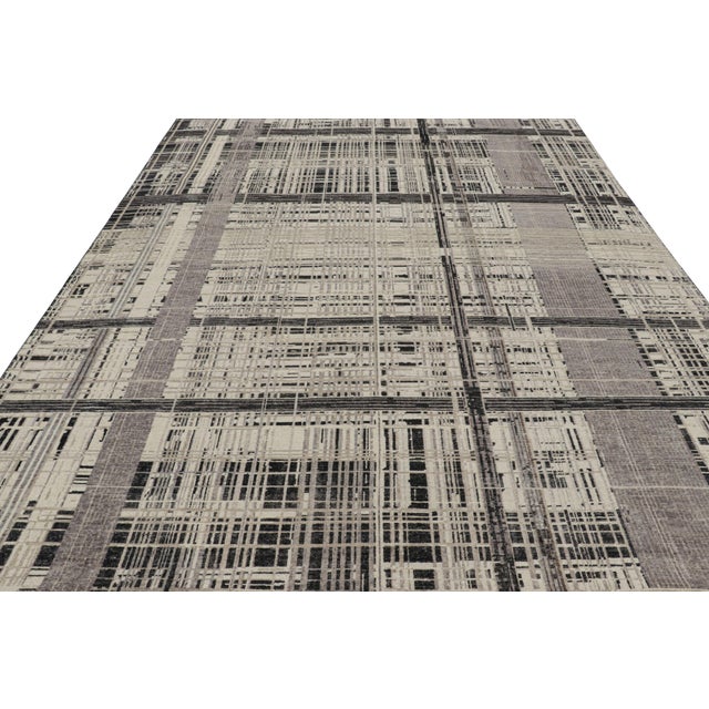 2010s Rug & Kilim’s Modern Distressed Abstract Rug in Beige, Gray and Black Tones For Sale - Image 5 of 8