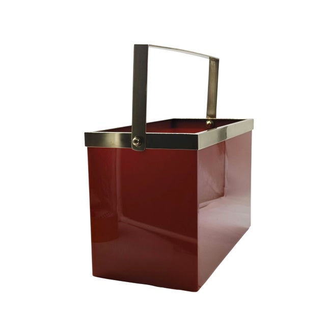 Christian Dior Vintage Magazine Rack in Orange Acrylic and Brass from Christian Dior, 1960s For Sale - Image 4 of 8