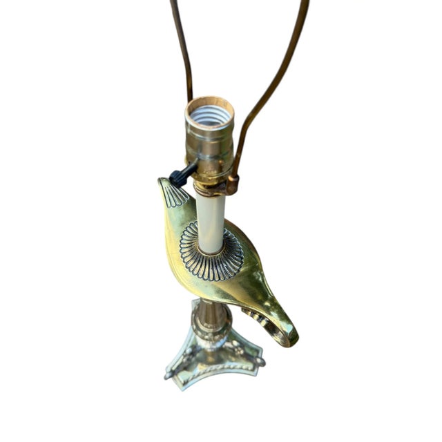 Brass Neoclassical Hollywood Regency Brass Aladdin Tall Table Lamp For Sale - Image 10 of 16