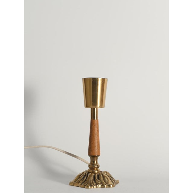 Brass and Teak Table Lamp from Asea, Sweden, 1950s For Sale - Image 13 of 17
