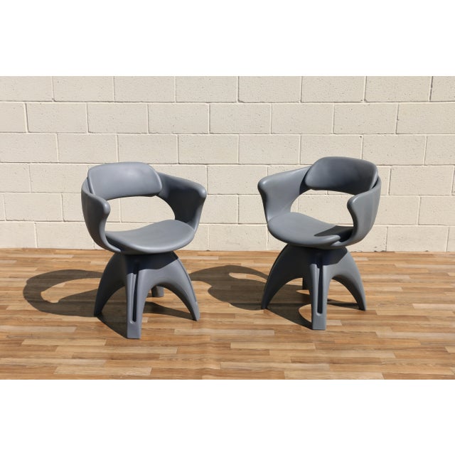 Slate Gray Vintage Set of 6 John Gale Rotocast Plastic Swivel Armchairs | Space Age 1960s For Sale - Image 8 of 18