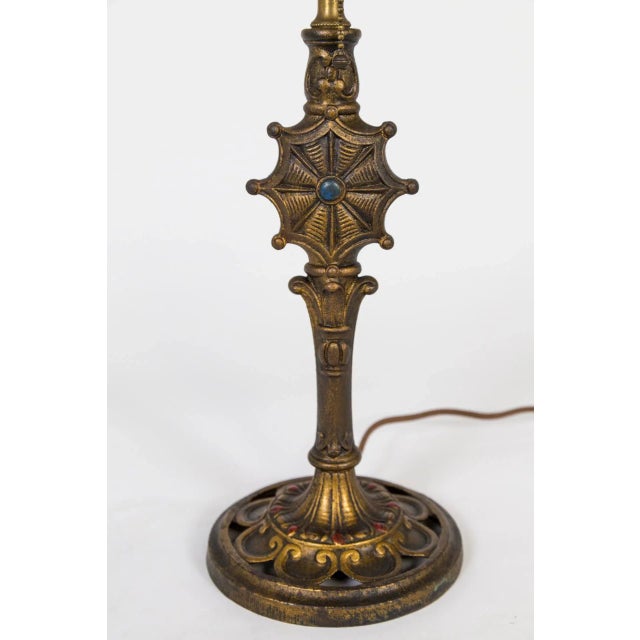 Early 20th Century Cast Brass Table Lamp with Spider Web For Sale - Image 9 of 12