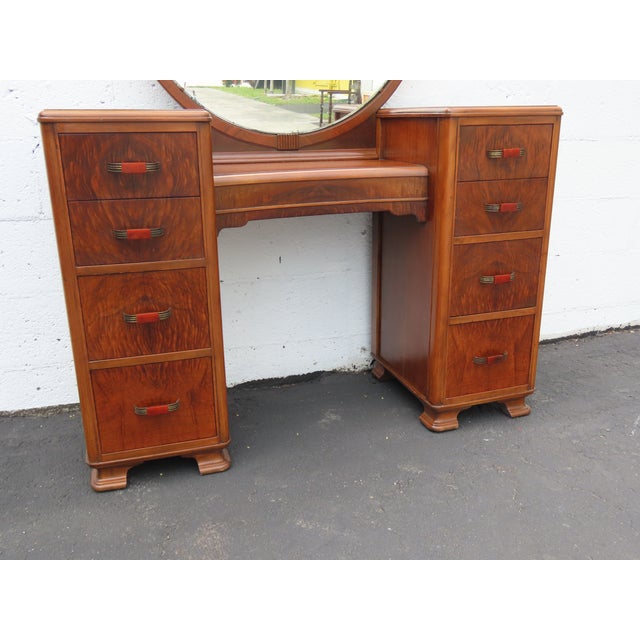 1920s Art Deco Vanity Makeup Table With Bakelite Handles 6580 For Sale - Image 11 of 18