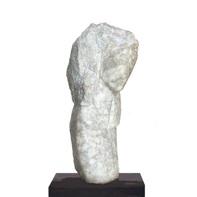 Abstract Marble Female Head Sculpture by Hyman Fink (1917 2019