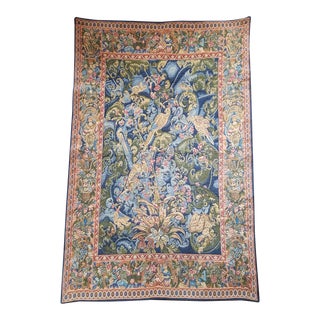 1980s French Wall Tapestry Depicting Flowers and Birds For Sale