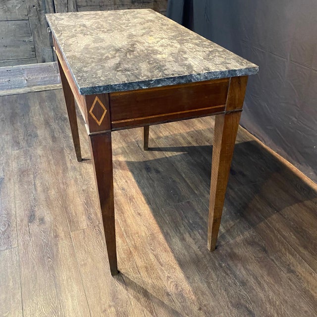Mid 19th Century French Louis XVI Neoclassical Marble Top Console Table For Sale - Image 5 of 12