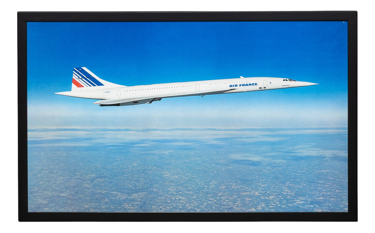 Vintage 20th Century Framed Poster of an Air France Concorde, 1980