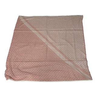 A Vintage Gucci Pink Scarf in Wool and Silk With Gg Continuous Logo For Sale