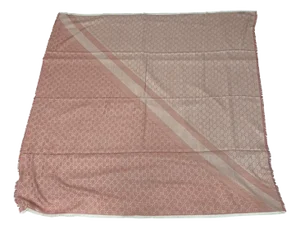 A Vintage Gucci Pink Scarf in Wool and Silk With Gg Continuous Logo