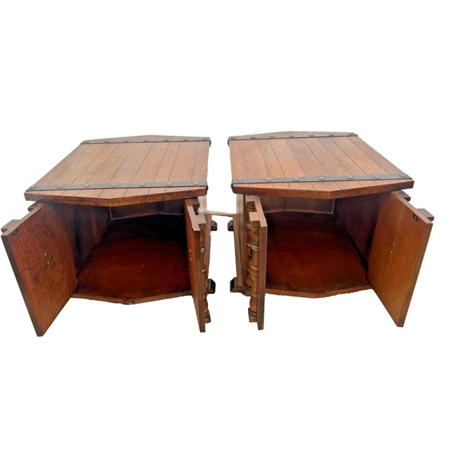 Add a layer of storied, Old-World texture to your interior with this pair of vintage side table cabinets by Lane Furniture...