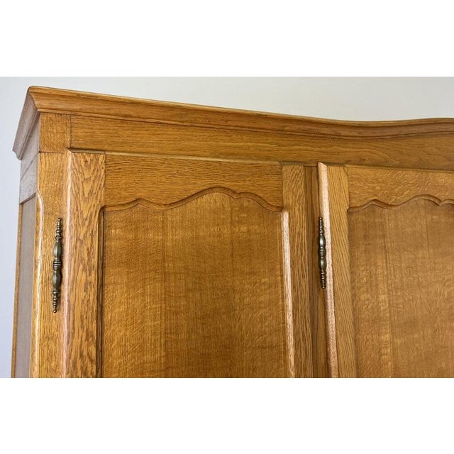 Vintage French Louis XVI Style Carved Oak 4-Door Wardrobe For Sale - Image 4 of 14