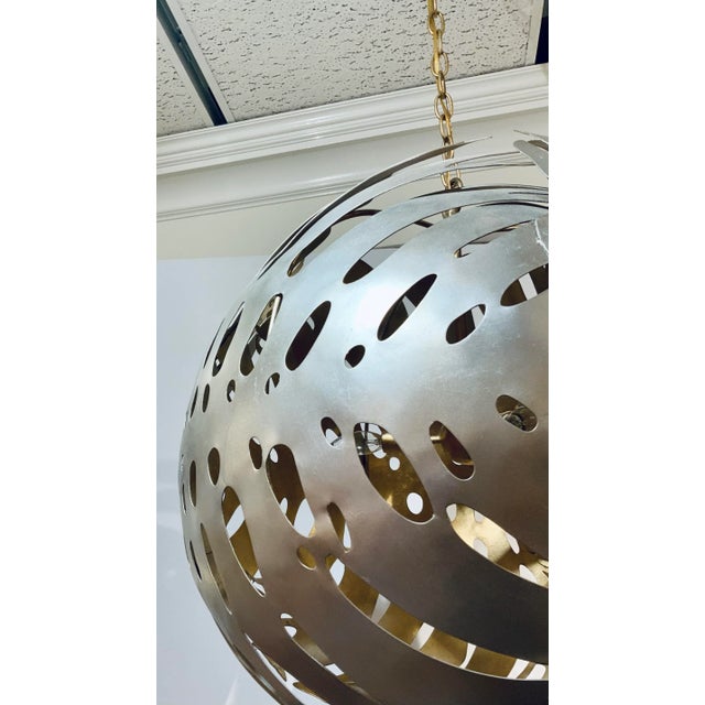 Currey & Company Currey and Co. Silver and Gold Finished Elder Orb Chandelier For Sale - Image 4 of 8