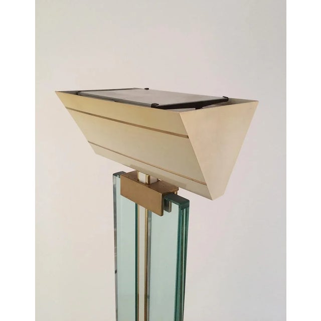 1970s Glass, Brass and Lacquered Metal Floor Lamp, Circa 1970 For Sale - Image 5 of 11