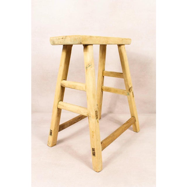 Vintage Rustic Elm Stool For Sale - Image 5 of 5