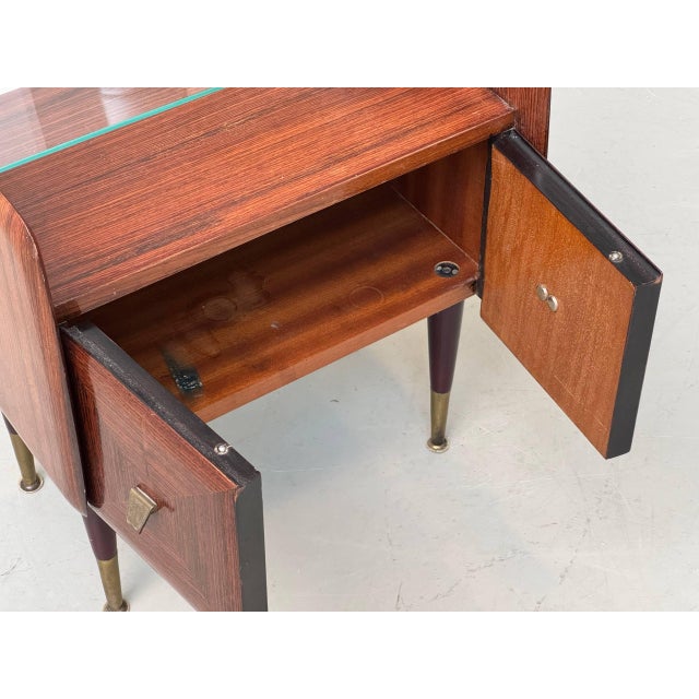 Mid-Century Modern Mahogany Bedside Table with Glass Tops, 1960s For Sale - Image 13 of 18