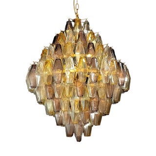 Pear-Shaped Chandelier with Multicolored Polyhedron Glass, 1962 For Sale