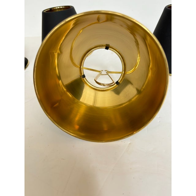 Metal Set of Four Brass Candle Shades With Painted Black Exterior For Sale - Image 7 of 8