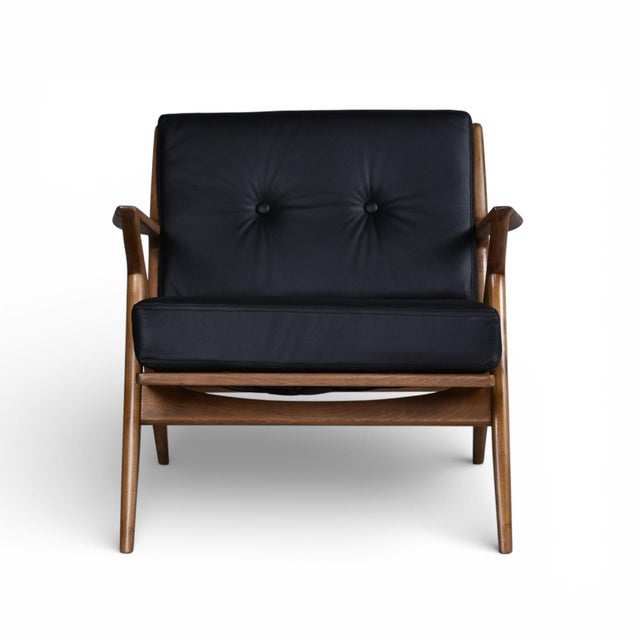 Poul Jensen Restored Poul Jensen for Selig Danish Z Chair Black Leather 1950s For Sale - Image 4 of 18