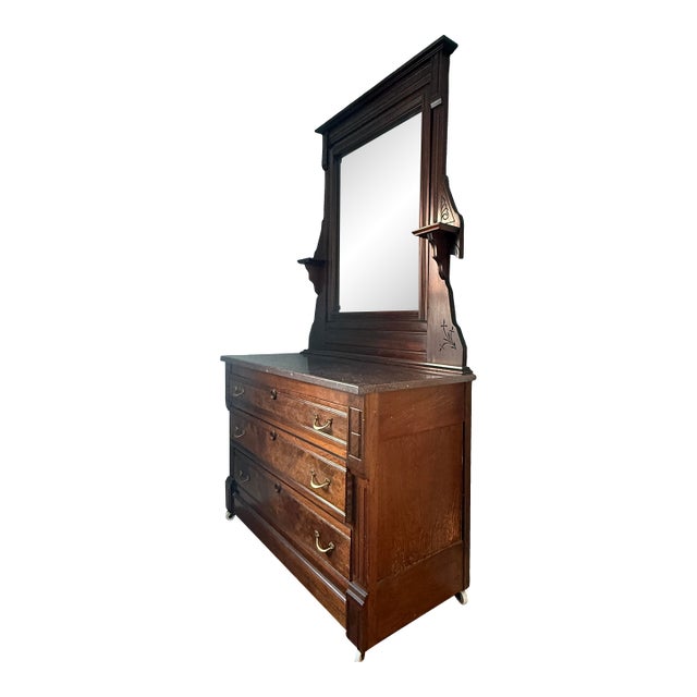 Late 19th Century Victorian Eastlake Dresser With Mirror For Sale