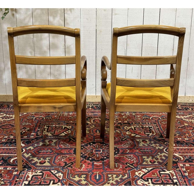 Wood Cherrywood Armchairs with Scrolled Backs, 1960s, Set of 2 For Sale - Image 7 of 11