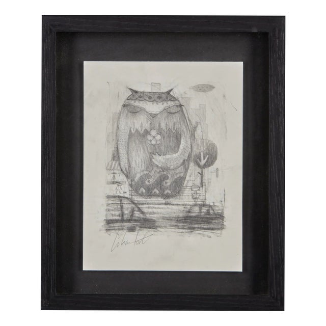 Graham Carter, Waiting with Owl, Graphite on Paper For Sale