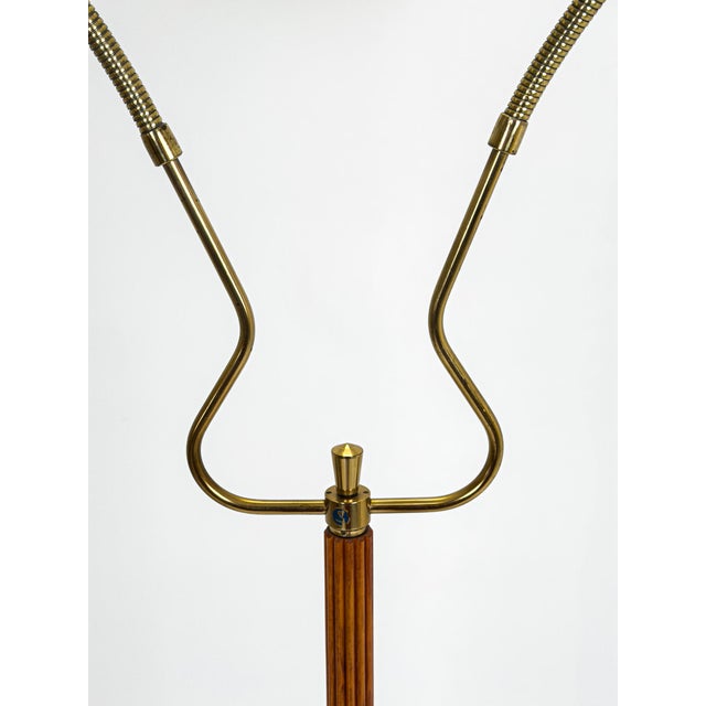 Wood Swedish Modern Twin-Arm Floor Lamp in Teak and Brass, Sweden, 1950s For Sale - Image 7 of 10