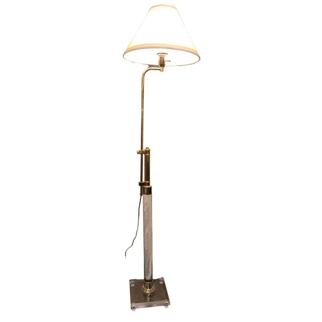 Mid-Century Modern 1960s Charles Hollis Jones Lucite and Brass Floor Lamp For Sale - Image 3 of 8