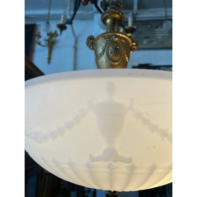 1920s 1920s Rococo Pendant With Milk Glass Globe and Gold Details For Sale - Image 5 of 13