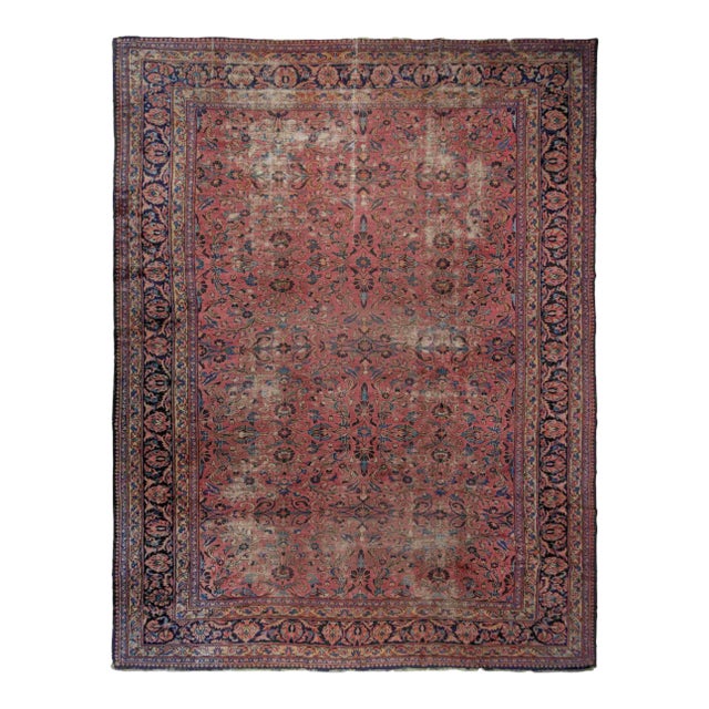 1920s Vintage Distressed Persian Rug For Sale
