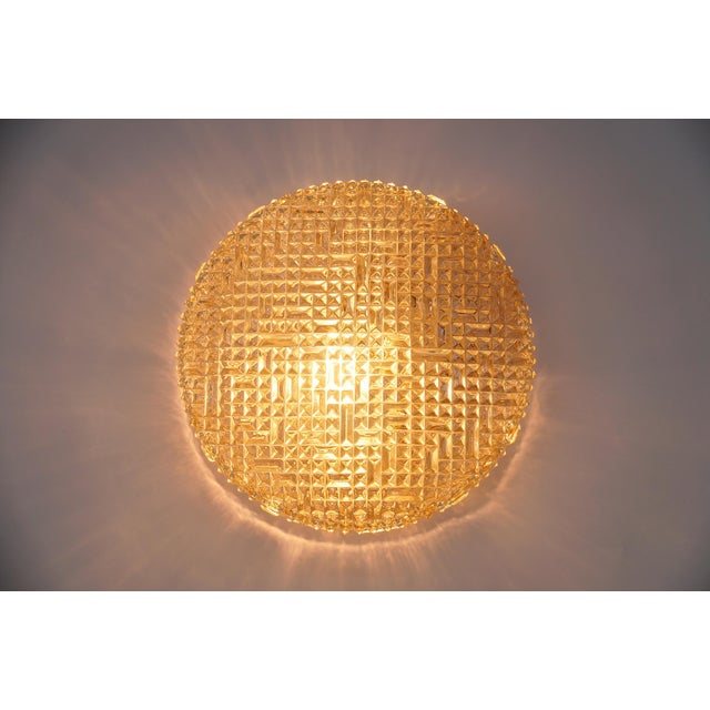 Mid-Century Modern Vintage Amber Bubble Glass Flush Mount Lamp by Helena Tynell for Limburg Boom, 1960s For Sale - Image 3 of 10