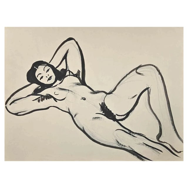 Jean Delpech, Nude, Original Watercolour, Mid-20th Century For Sale