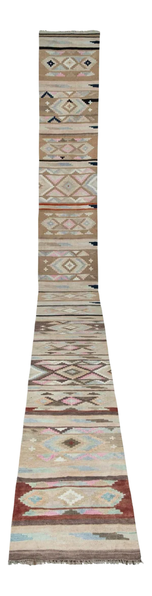 Turkish Handmade Runner Kilim - Extra Long Rug -Tread 2'4" X 22'5"