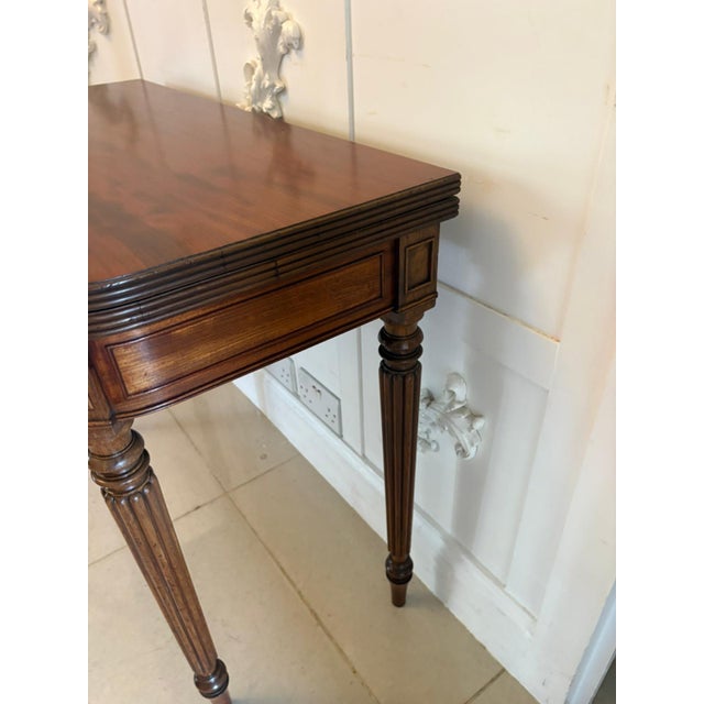 George III Mahogany Reeded Legs Fold Over Top Hall Card Console Table by Gillows, 1780 For Sale - Image 9 of 13