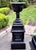 Metal Large Antique Black Cast Iron Garden Urns on Pedestals, Pair, Circa 1900 For Sale - Image 7 of 18