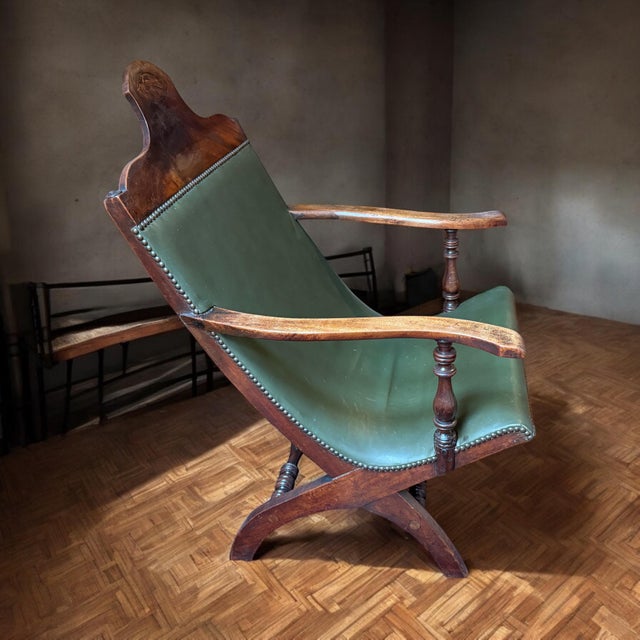 English 1800 Campeche Chair With Inlaid Conch Shell Headrest For Sale - Image 3 of 12