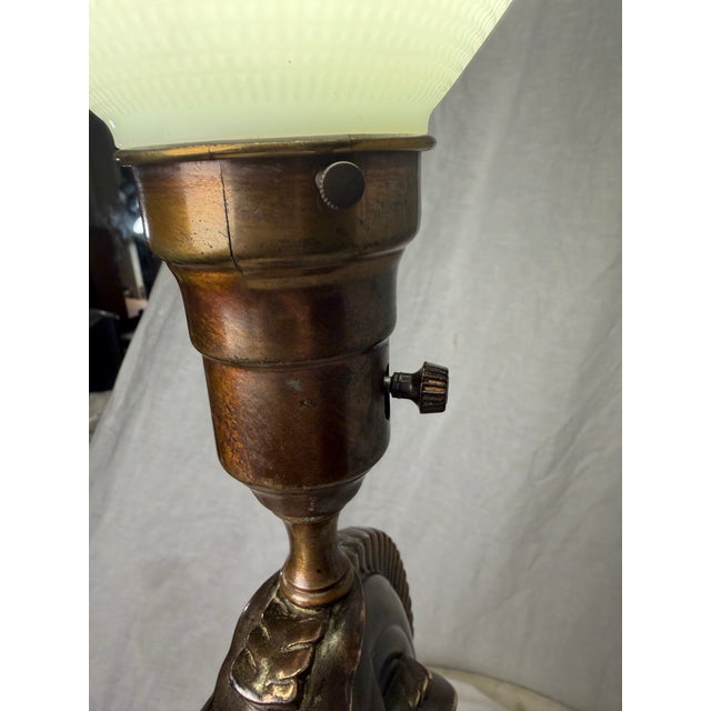 1960s 1960s Mid-Century Modern French Style Patinated Brass Double Horse Table Lamp For Sale - Image 5 of 11