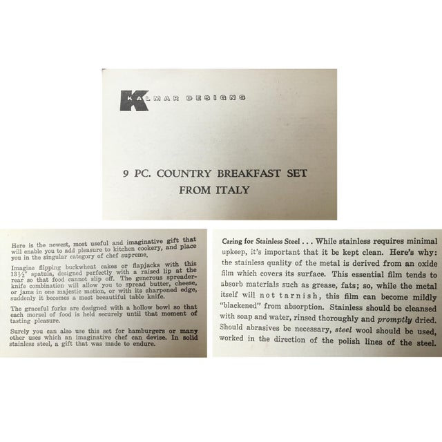 Kalmar Mid 20th Century Kalmar Designs Country Breakfast Desert Serving Flatware in Original Box - Set of 9 For Sale - Image 4 of 6