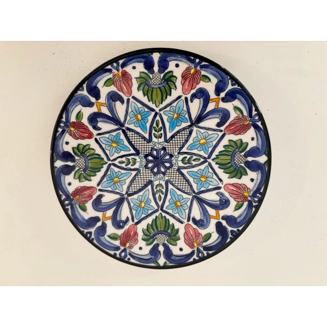 Spanish Ceramar Talavera Vintage Wall Plate Hand-Painted 7 In. Polychrome Colors For Sale - Image 12 of 12