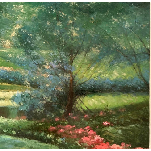 Mid 20th Century Judd Gallet Landscape Oil Painting Canvas Impressionist Style Lush Garden Signed For Sale - Image 10 of 13