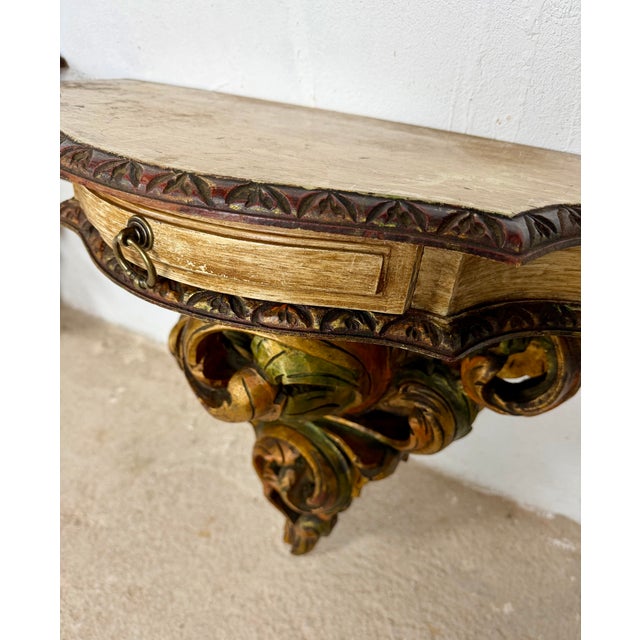 Italian Polychromed Wall Pedestals with Marble Tops, 1950, Set of 2 For Sale - Image 10 of 15
