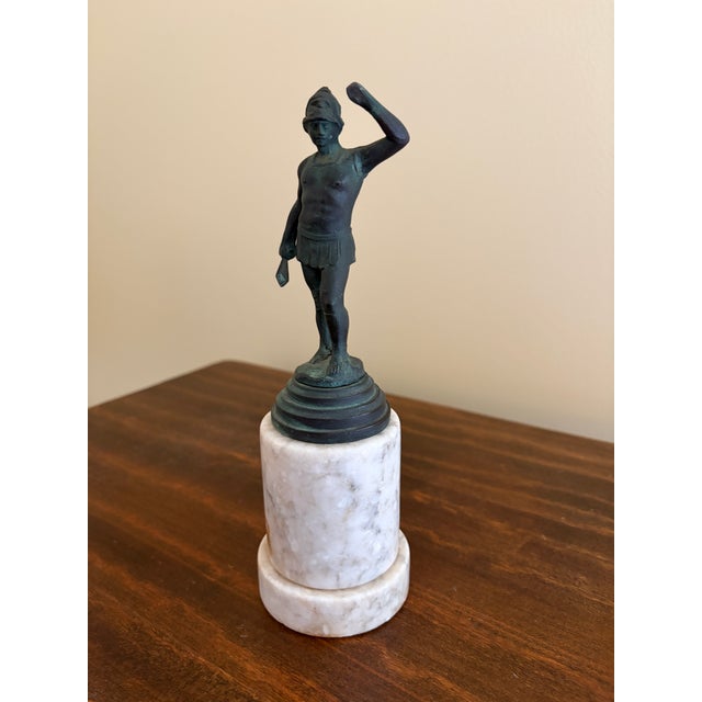 Grand Tour Style Classical Figure in Brass on Marble Base, Neoclassical Sculpture For Sale - Image 4 of 9