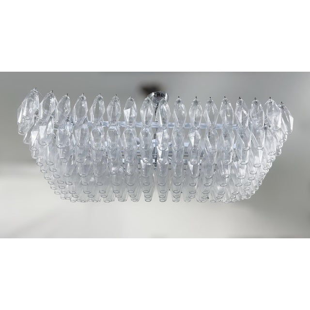Italian 21st Century Rectangular Clear Murano Poliedri Chandelier or Flush Mount by Fabio LTD For Sale - Image 3 of 7