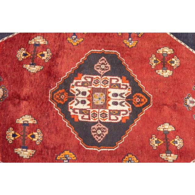 Semi-Antique Hand-Knotted Persian Qashqai Rug 5'5" X 6'11" For Sale In Washington DC - Image 6 of 16